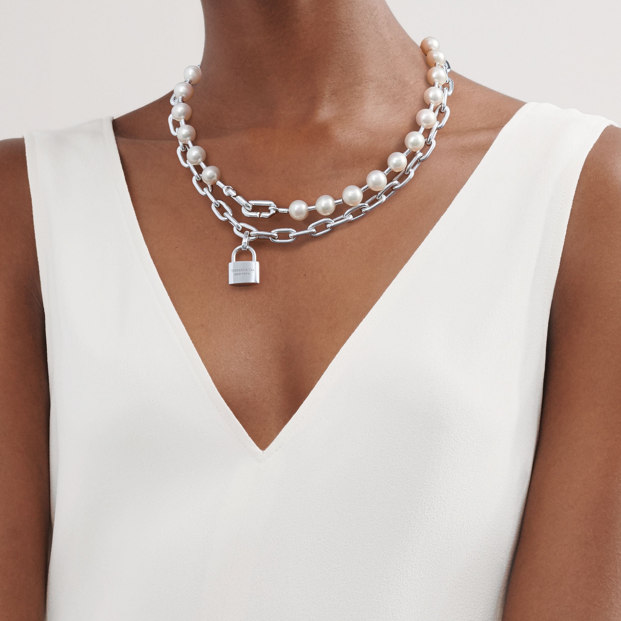 Tiffany HardWear Pearl Lock Necklace – 925 Sterling Silver
