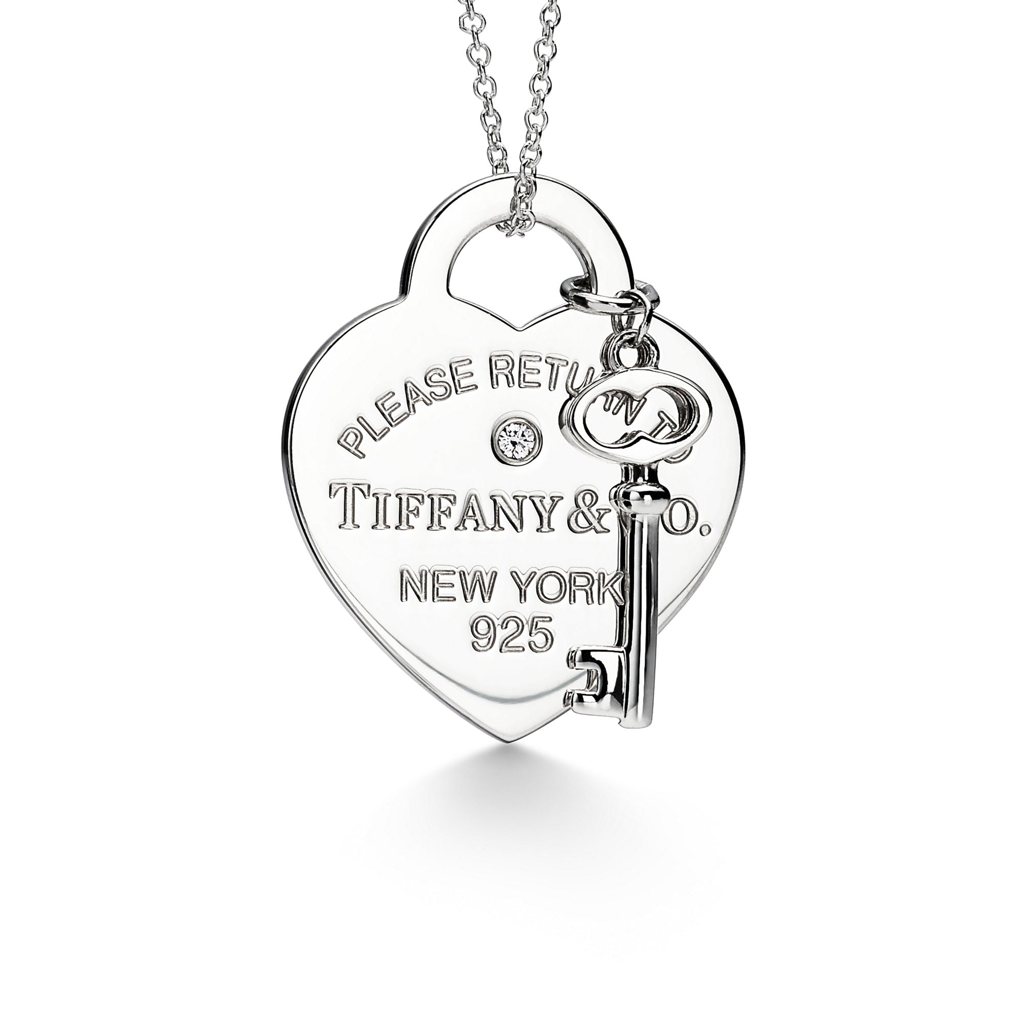 Heart Tag & Key Charm Necklace – 925 Sterling Silver