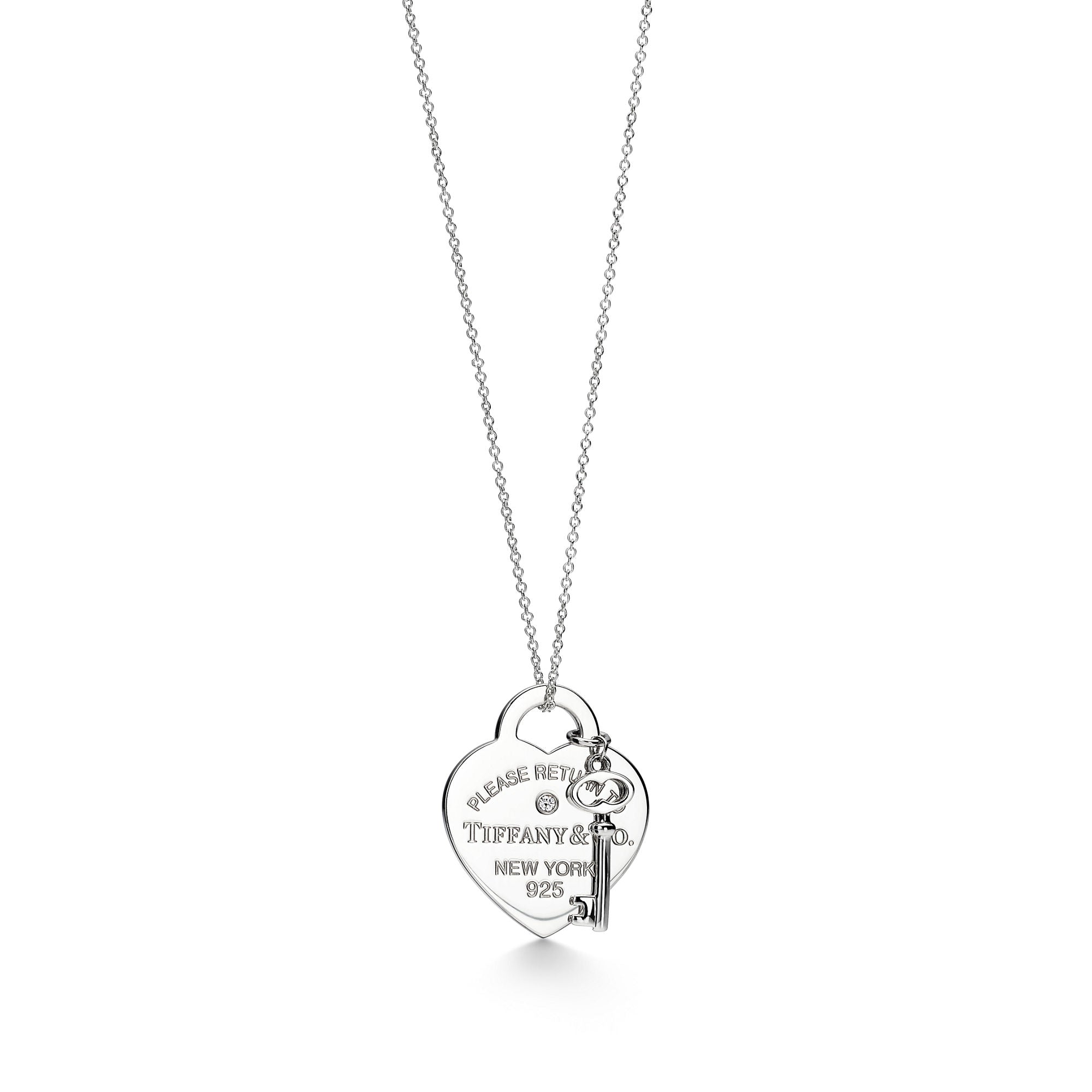 Heart Tag & Key Charm Necklace – 925 Sterling Silver