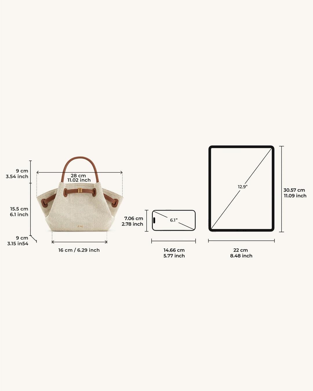 Hana Mini Tote Bag - Brown Canvas