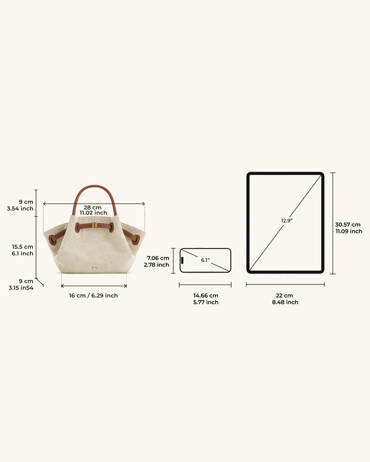 Hana Mini Tote Bag - Brown Canvas