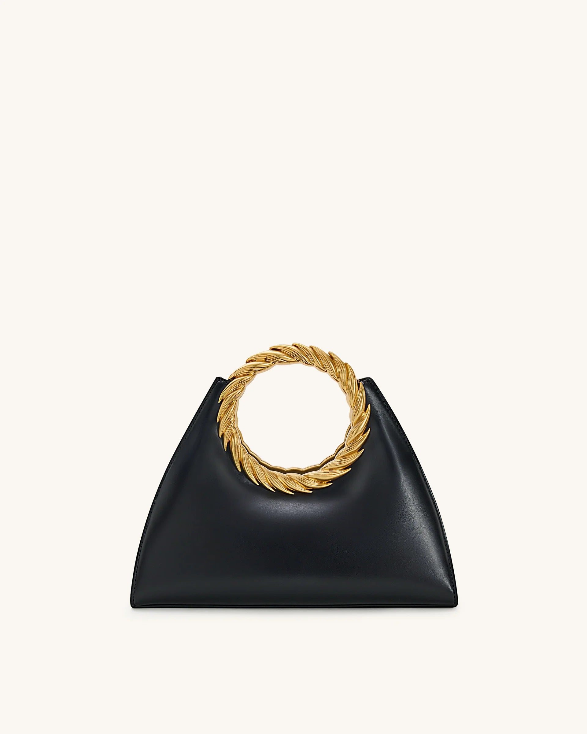 Amiya Leaf Handle Sculpture Bag - Black
