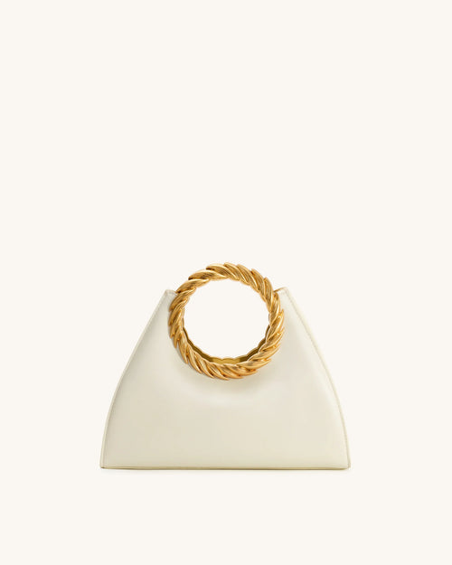 Amiya Leaf Handle Sculpture Bag - White