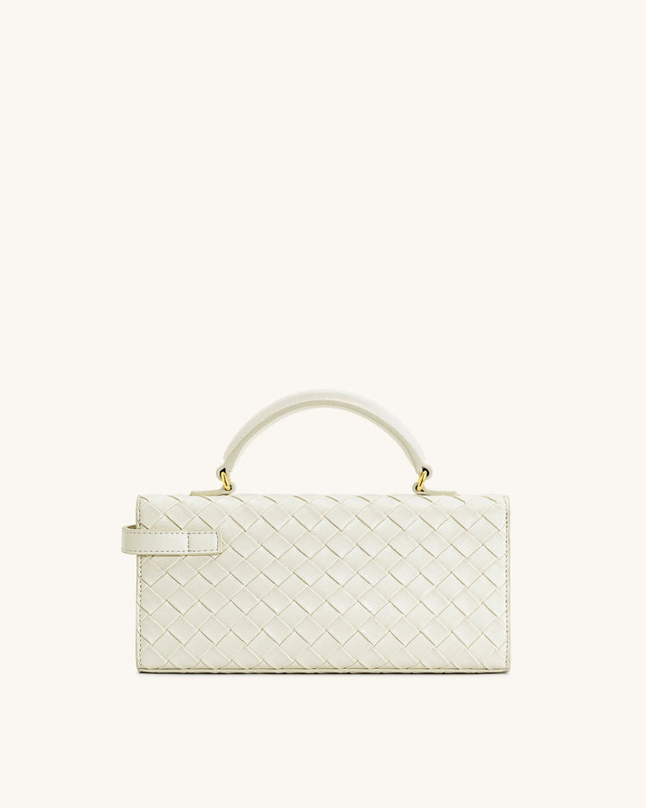 Keyla Weave Texture Top Handle Bag - White