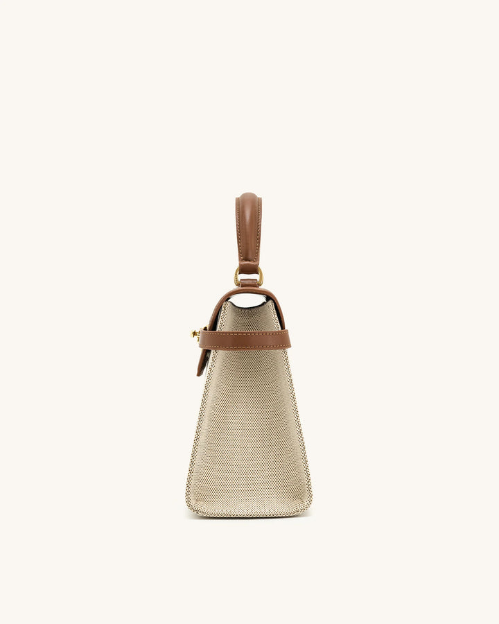 Elise Large Top Handle Bag - Brown Canvas