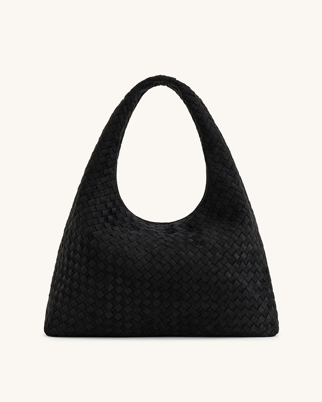 Iaura Suede Woven Shoulder Bag - Black