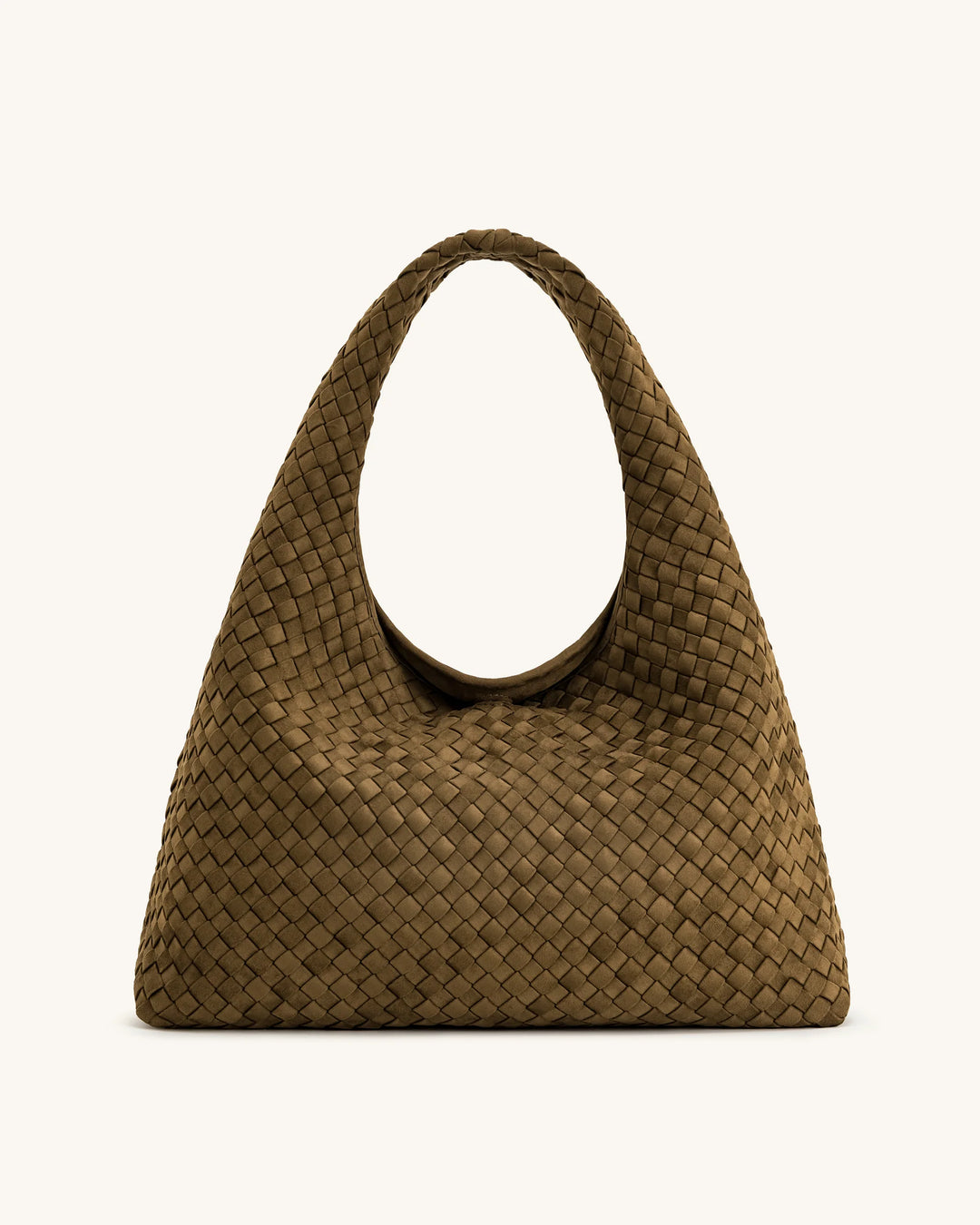 Iaura Suede Woven Shoulder Bag - Olive Green