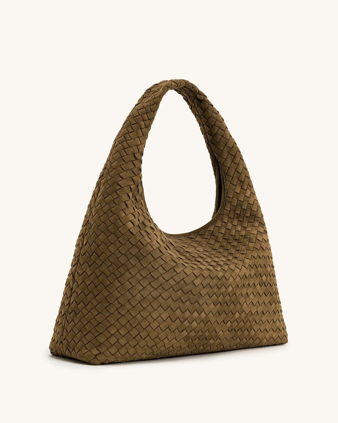 Iaura Suede Woven Shoulder Bag - Olive Green