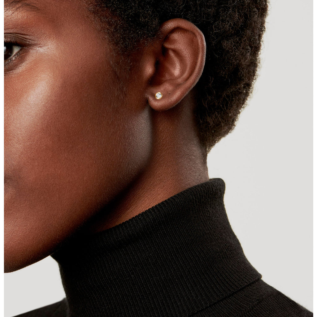 Round Diamonds Silver Earrings – 925 Sterling Silver