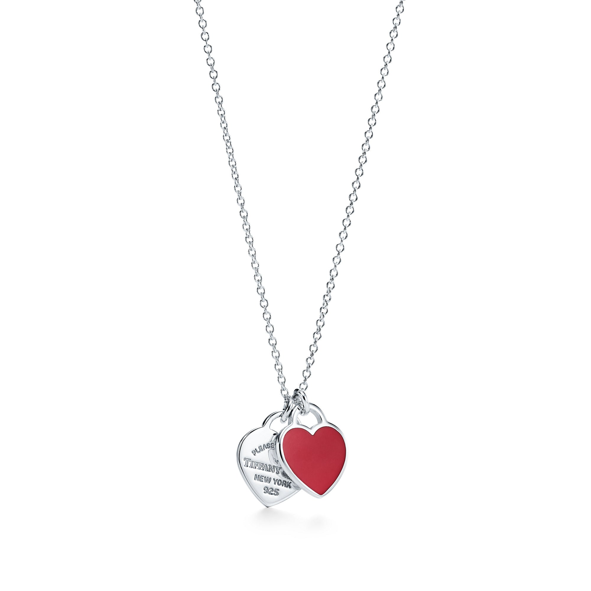 Return to Tiffany® Red Double Heart Tag Necklace (Mini) – 925 Sterling Silver