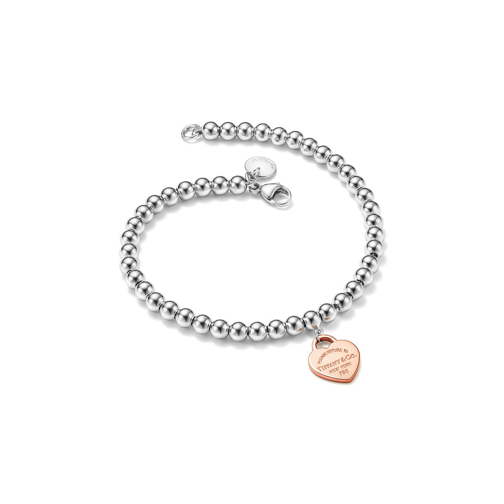 Heart Tag Bead Bracelet – 925 Sterling Silver
