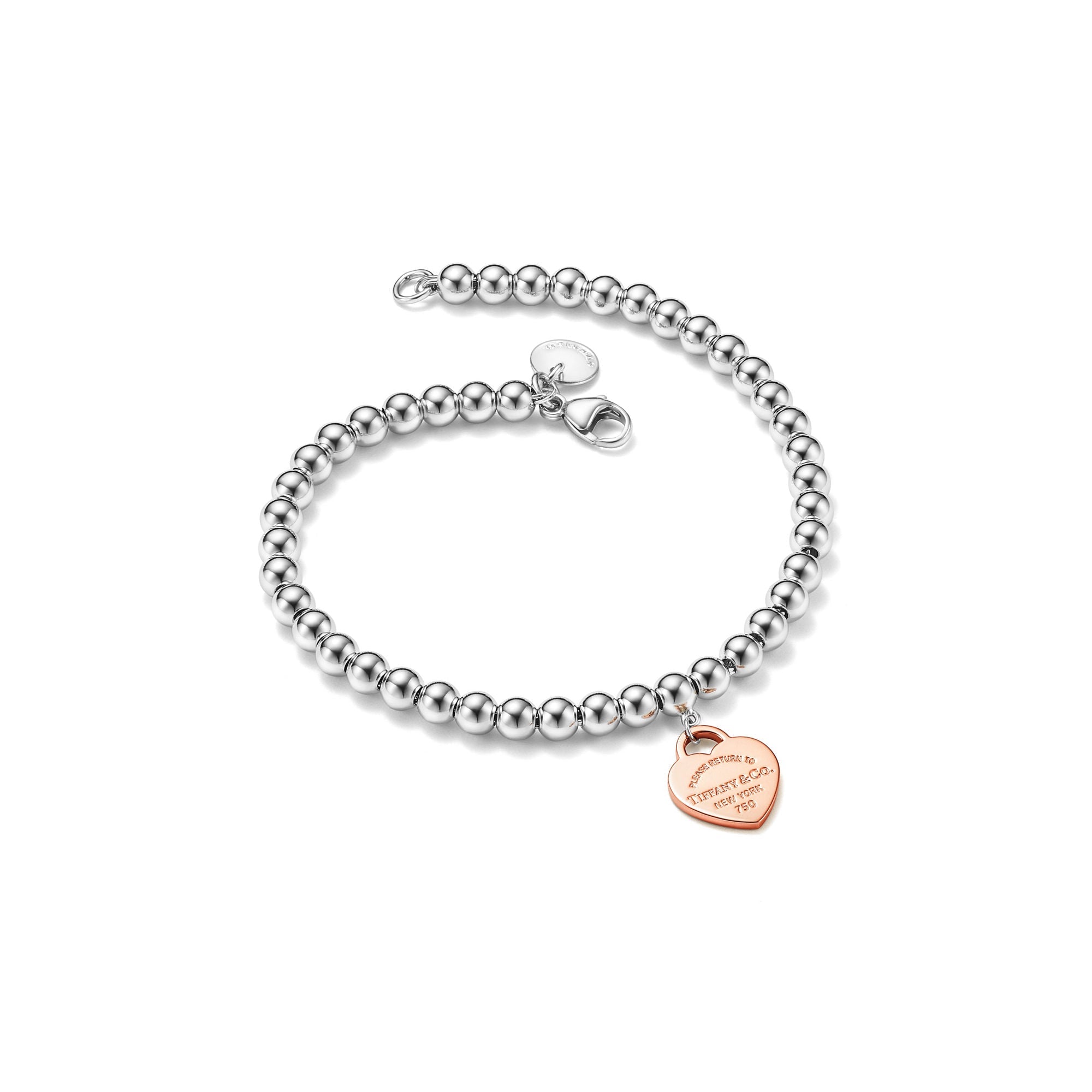 Heart Tag Bead Bracelet – 925 Sterling Silver