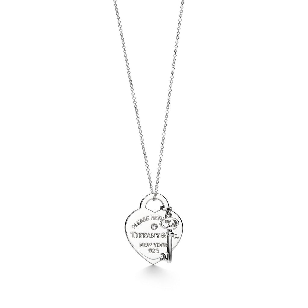 Heart Tag & Key Charm Necklace – 925 Sterling Silver