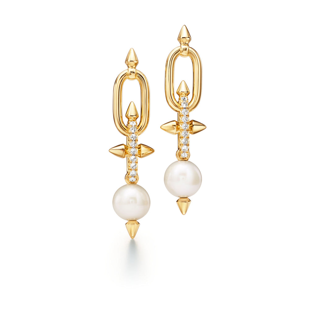 Titan Pearl & Stone Silver Earrings – 925 Sterling Silver