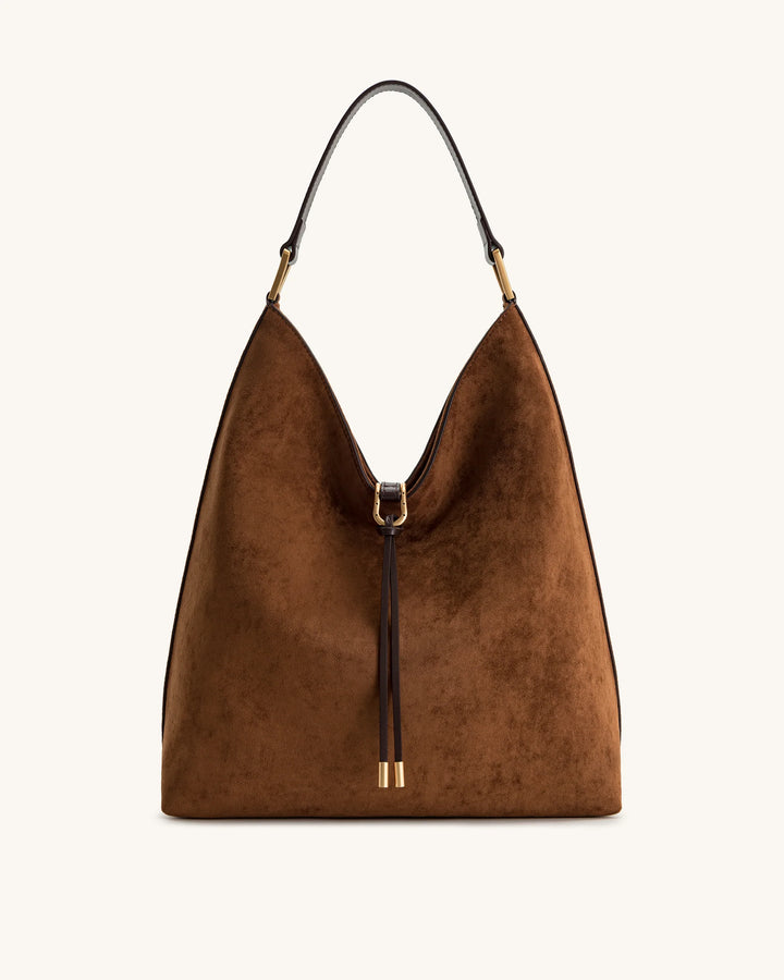 Aria  Suede Shoulder Bag - Brown