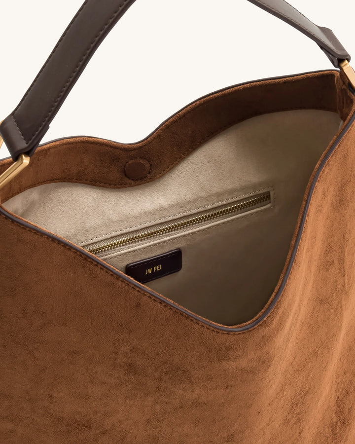 Aria  Suede Shoulder Bag - Brown
