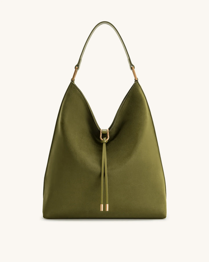 Aria  Suede Shoulder Bag - Dark Olive