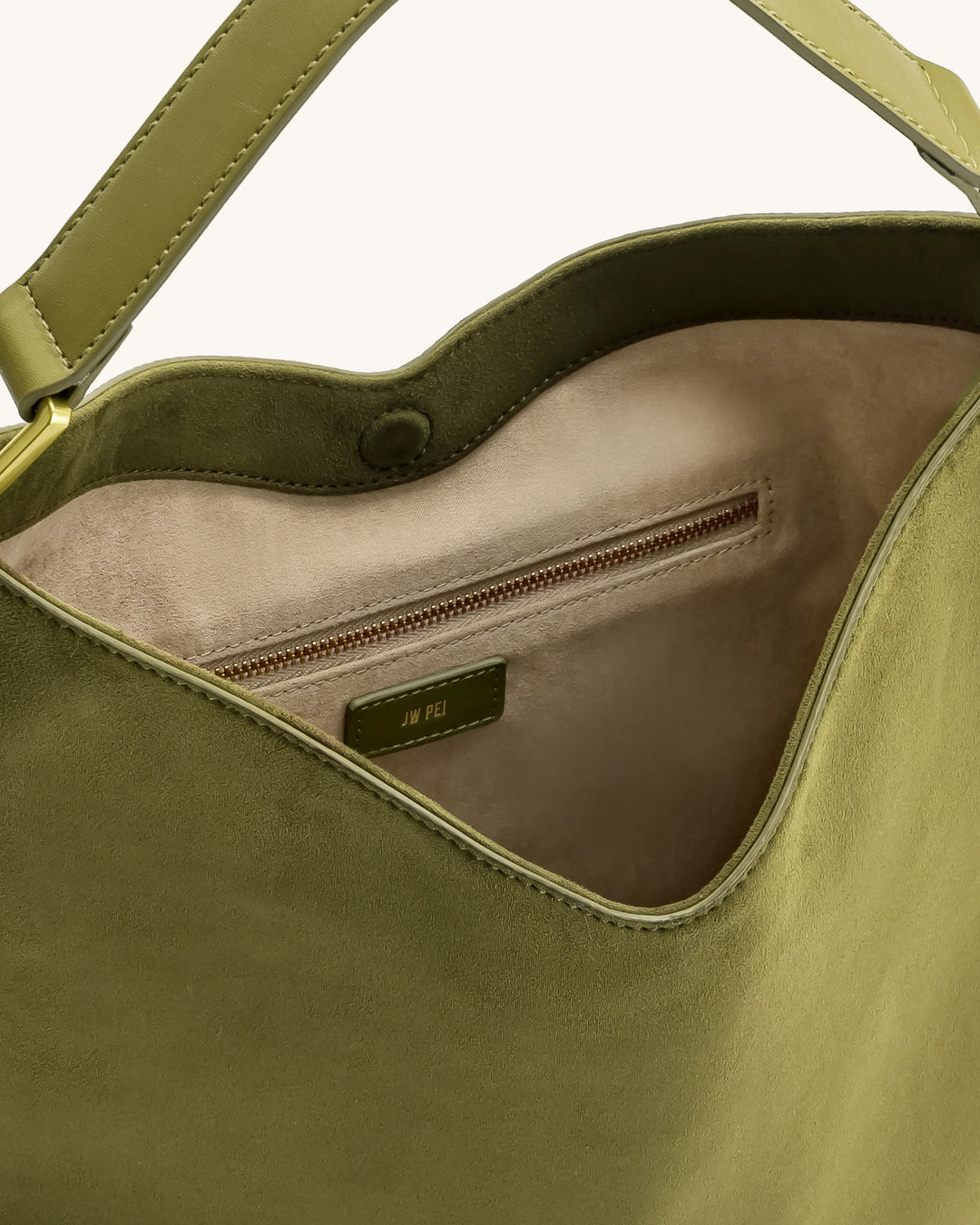 Aria  Suede Shoulder Bag - Dark Olive