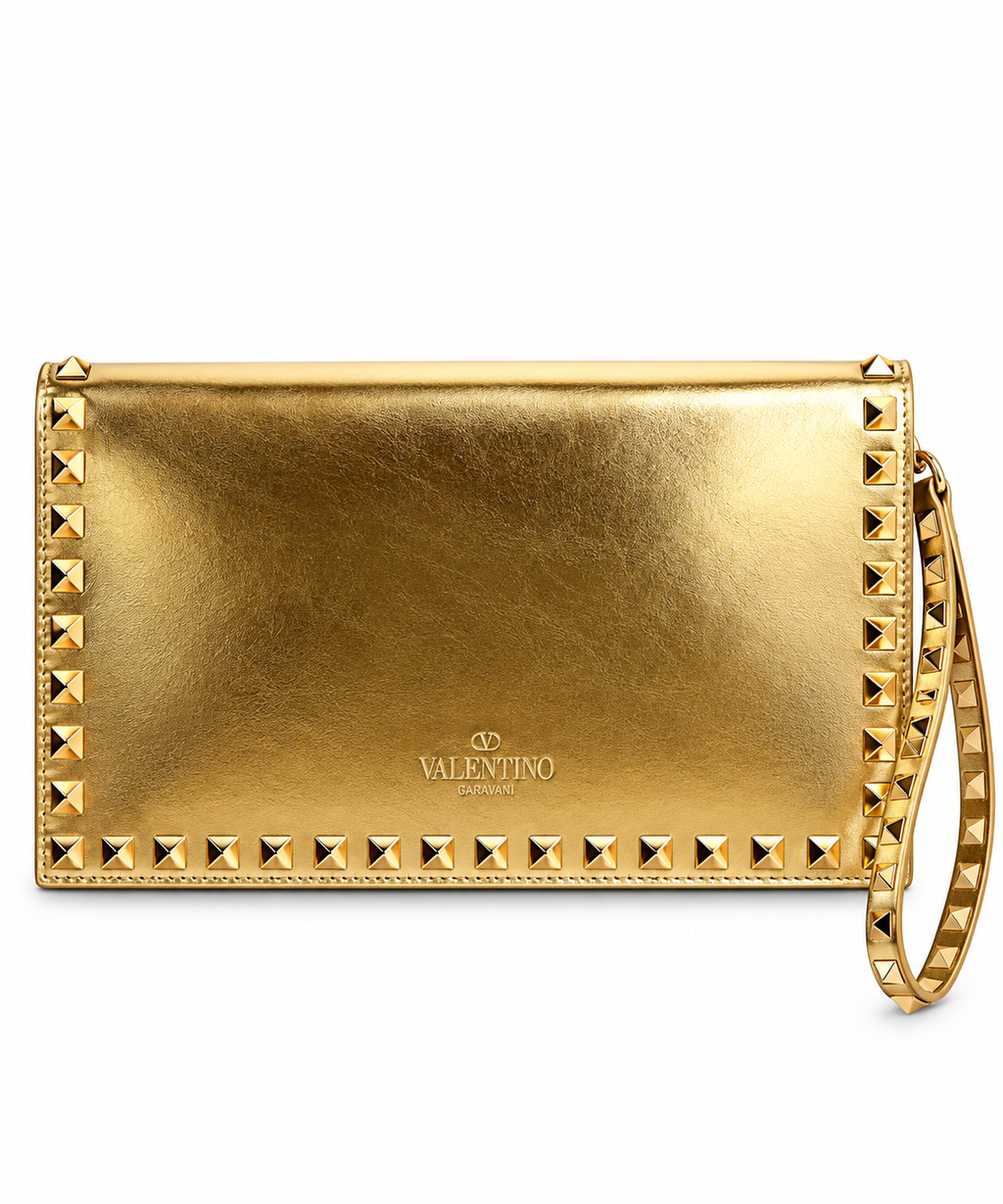Golden Éclat – Gold Metalik Zımbalı Portföy Çanta