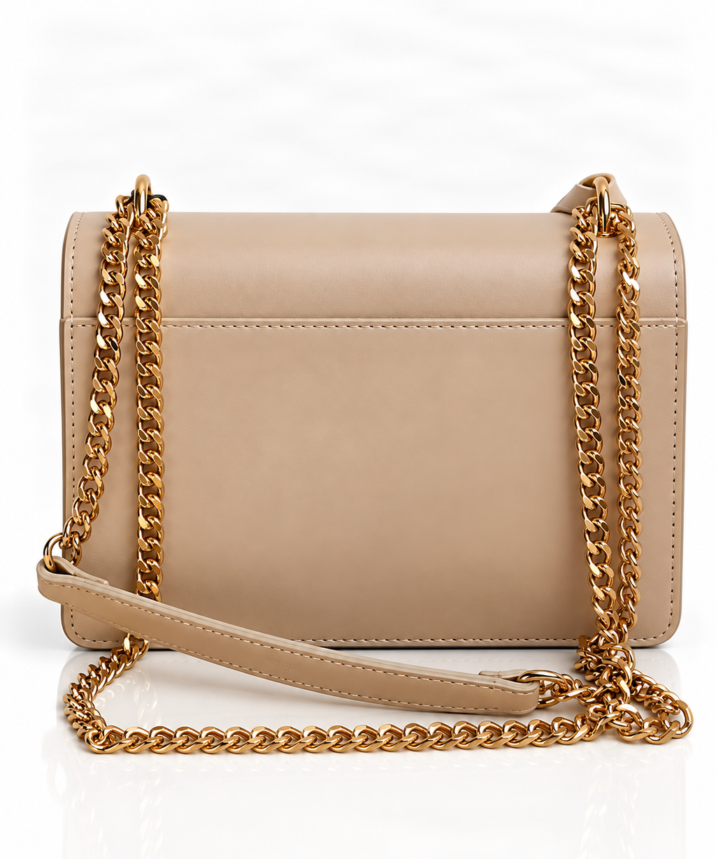 Élise Gold Chain Omuz Çantası – Bej