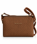 Signature Double Zip Crossbody Çanta – Taba/Kahve