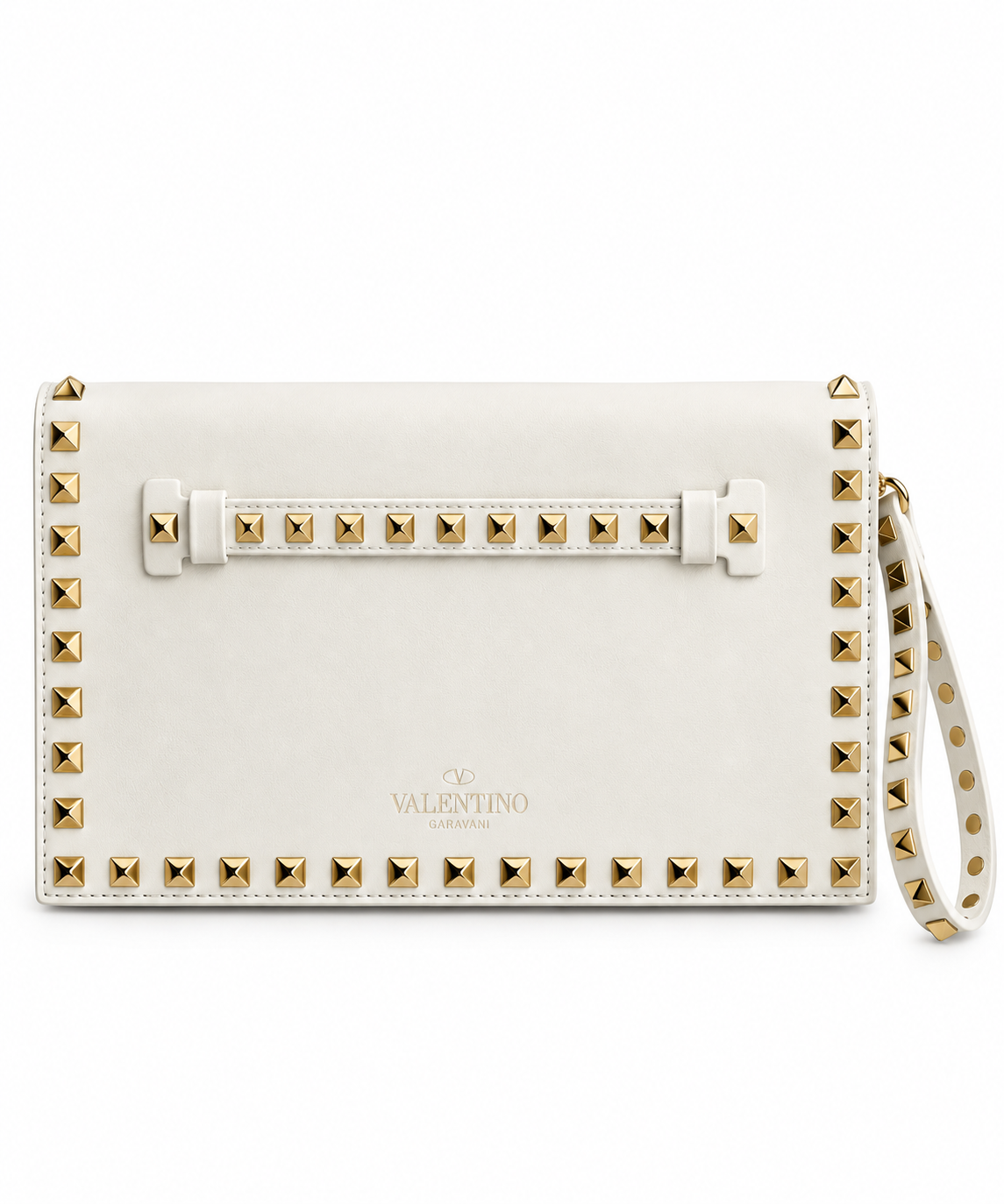 Bianca Prestige Beyaz Gold Troklu Clutch Çanta