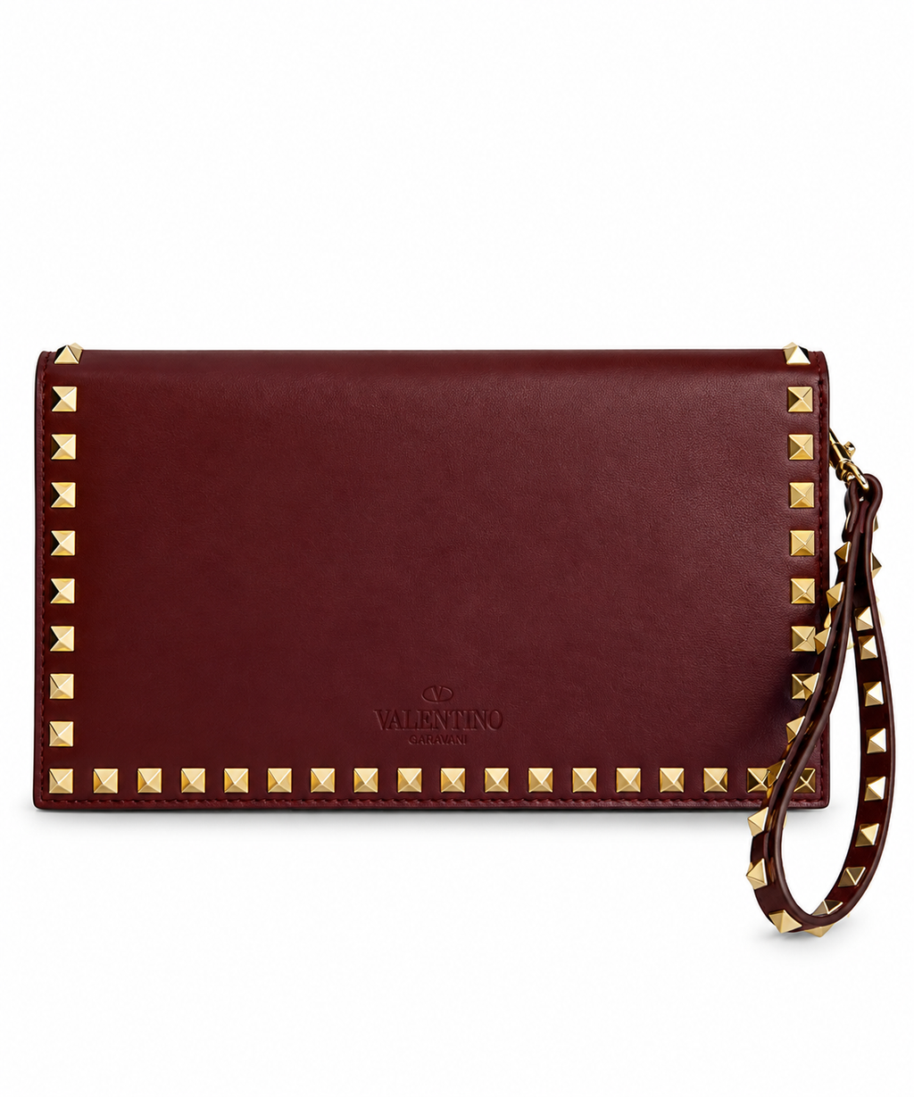 Bordeaux Prestige Bordo Gold Troklu Clutch Çanta