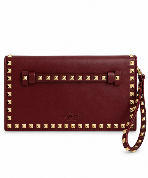 Bordeaux Prestige Bordo Gold Troklu Clutch Çanta