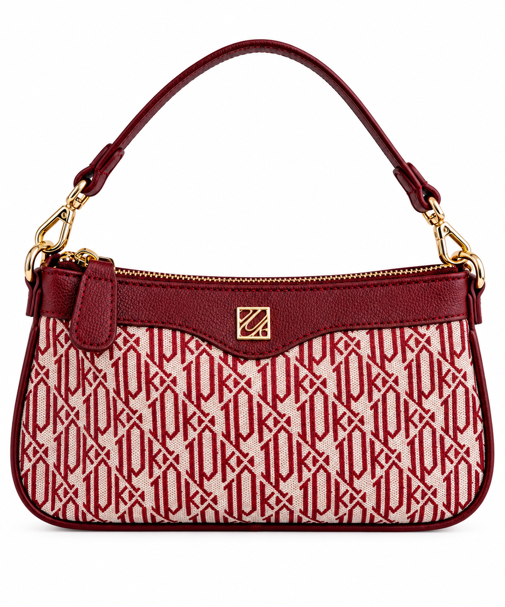 Ruby Monogram Omuz Çantası – Bordo