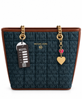 Heart Charm Quilted Tote Çanta
