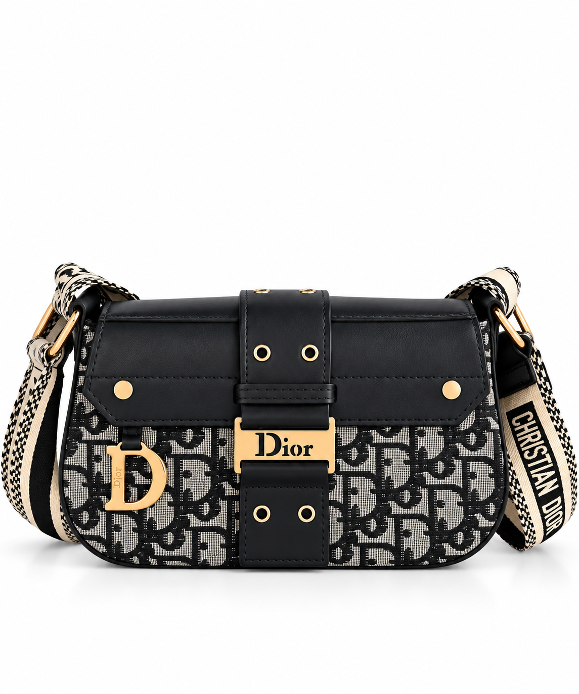 Oblique Saddle Bag – Black & Gold