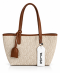 Monogram Tote Çanta – Bej & Taba