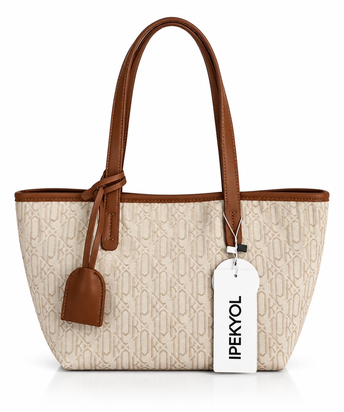 Monogram Tote Çanta – Bej & Taba