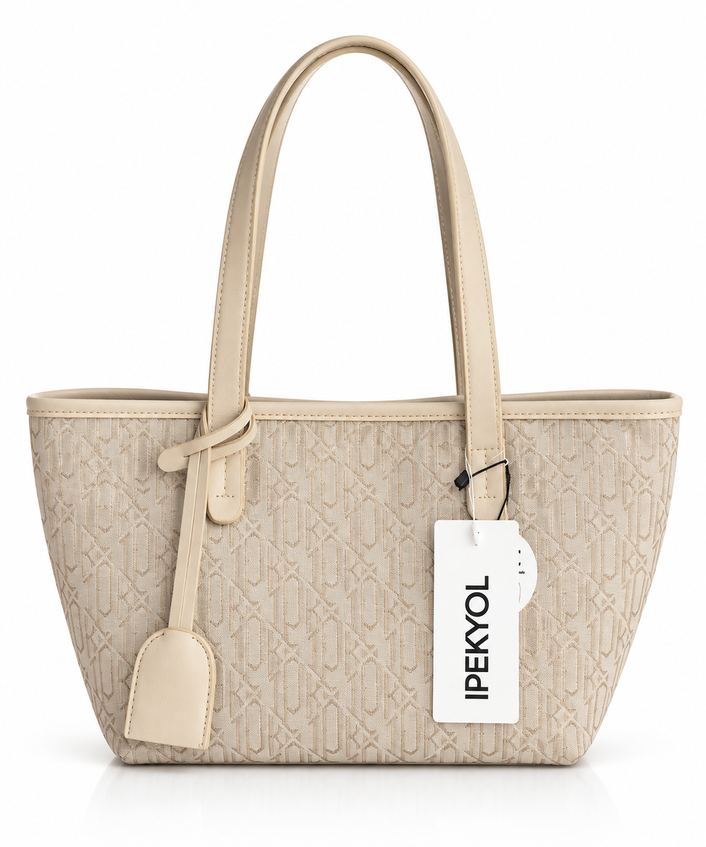Monogram Bej Shopper Çanta