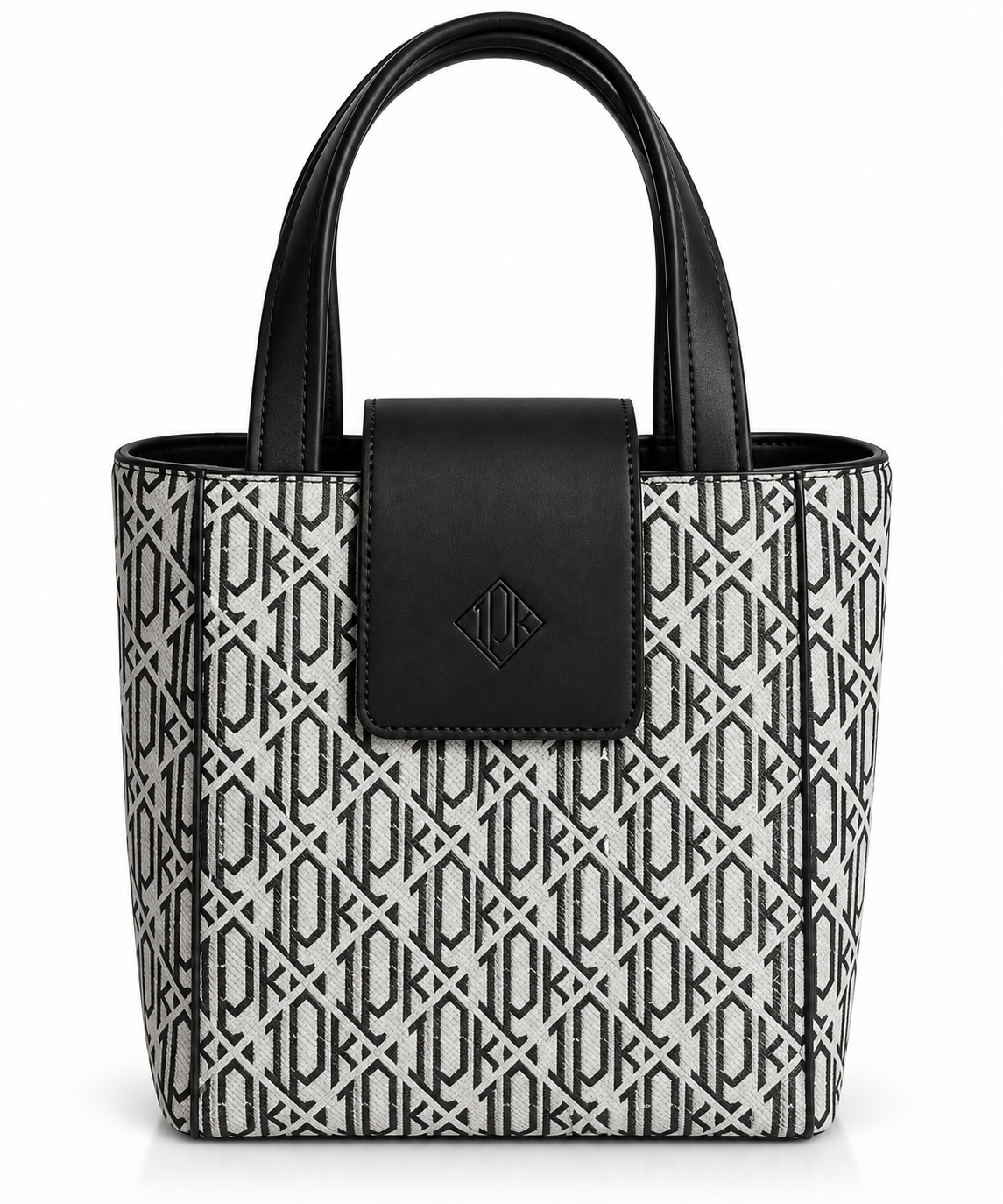 Monogram Mini Tote Çanta – Siyah & Ekru