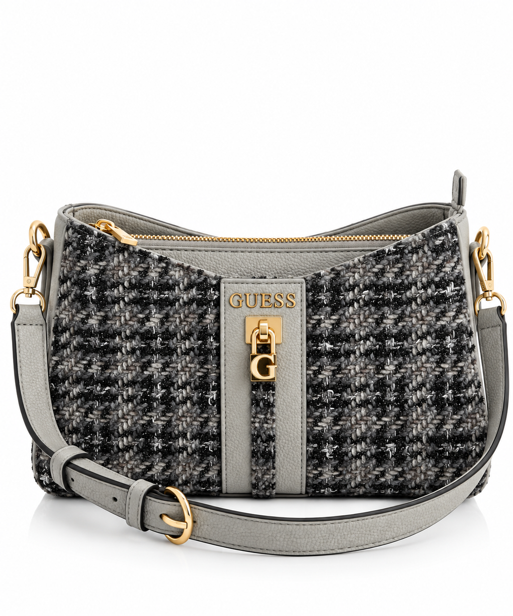 Tweed G Detaylı Gri Omuz Çantası