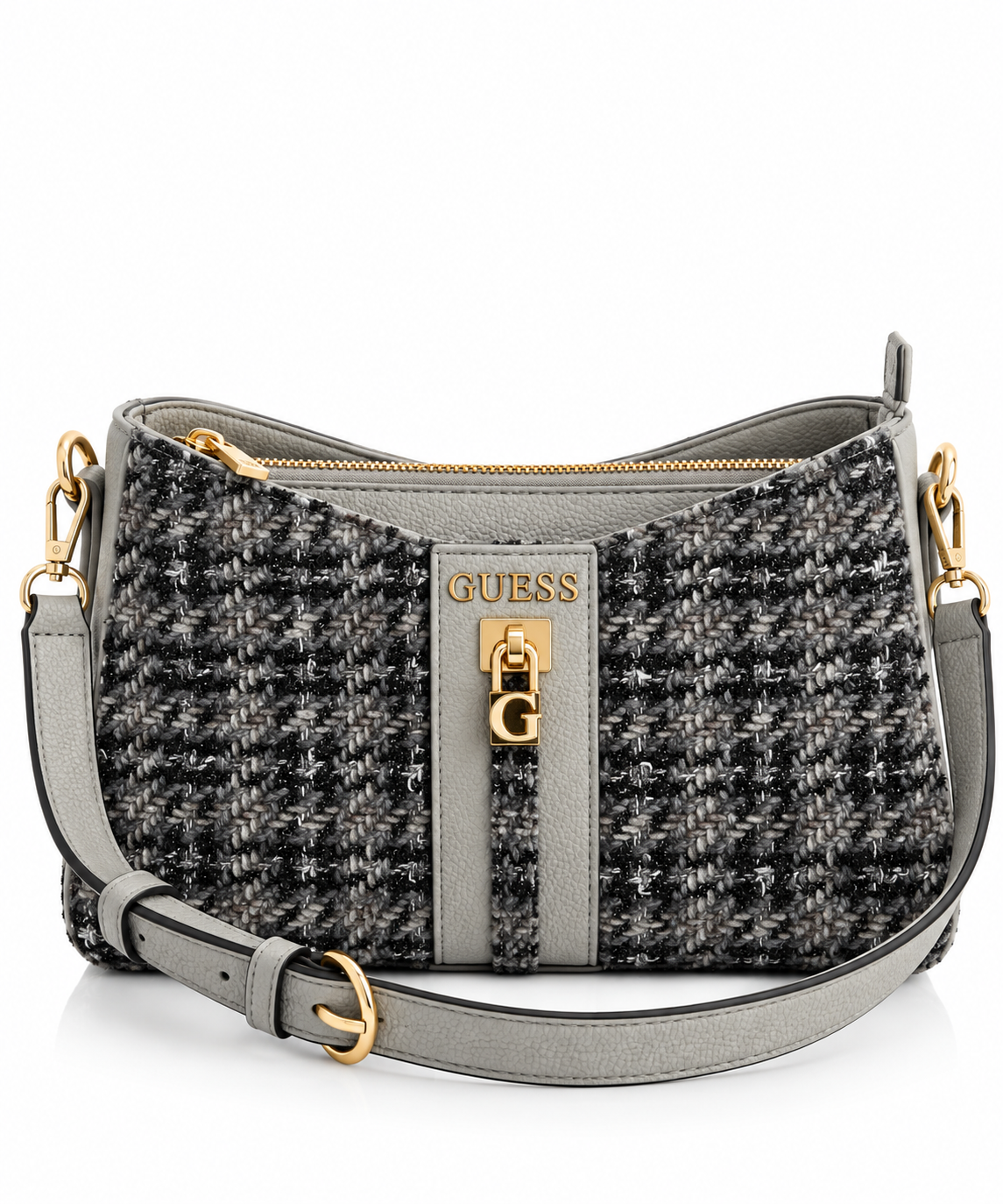 Tweed G Detaylı Gri Omuz Çantası