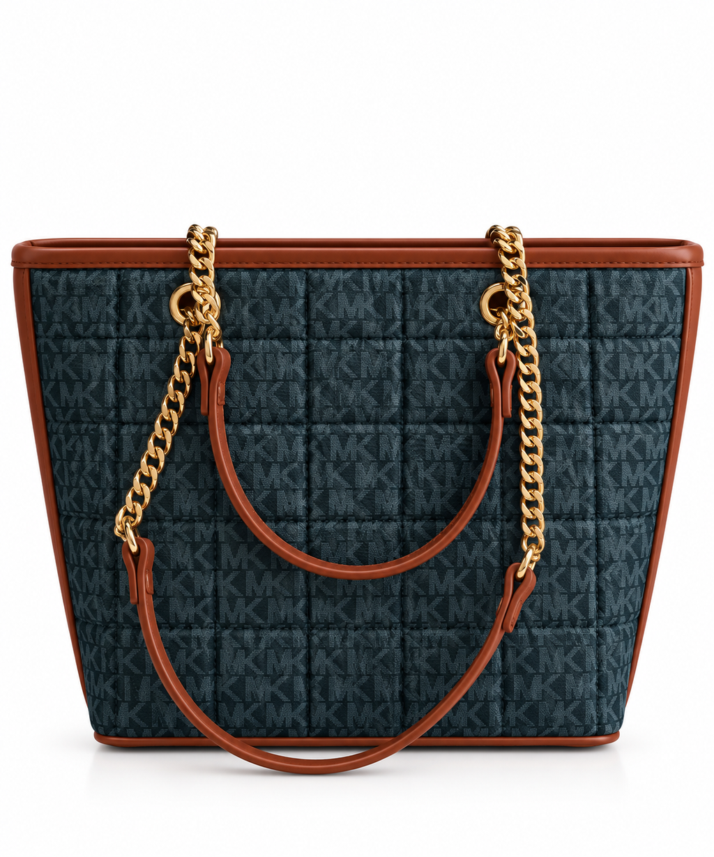 Heart Charm Quilted Tote Çanta