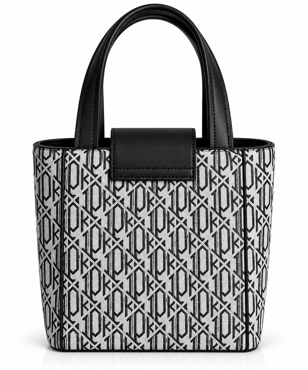 Monogram Mini Tote Çanta – Siyah & Ekru
