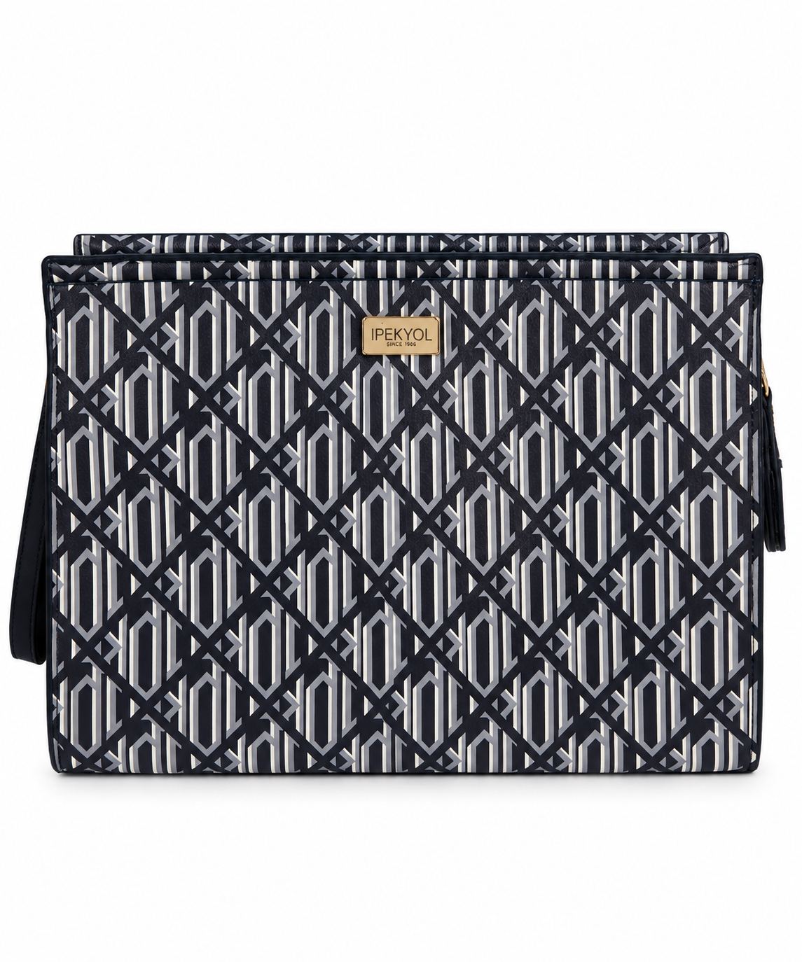 Navy Élégance Lacivert Monogram Clutch Çanta