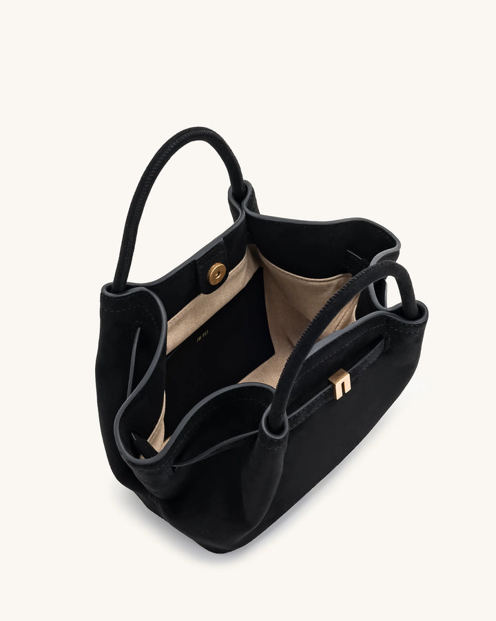 Hana Mini  Suede Tote Bag - Black