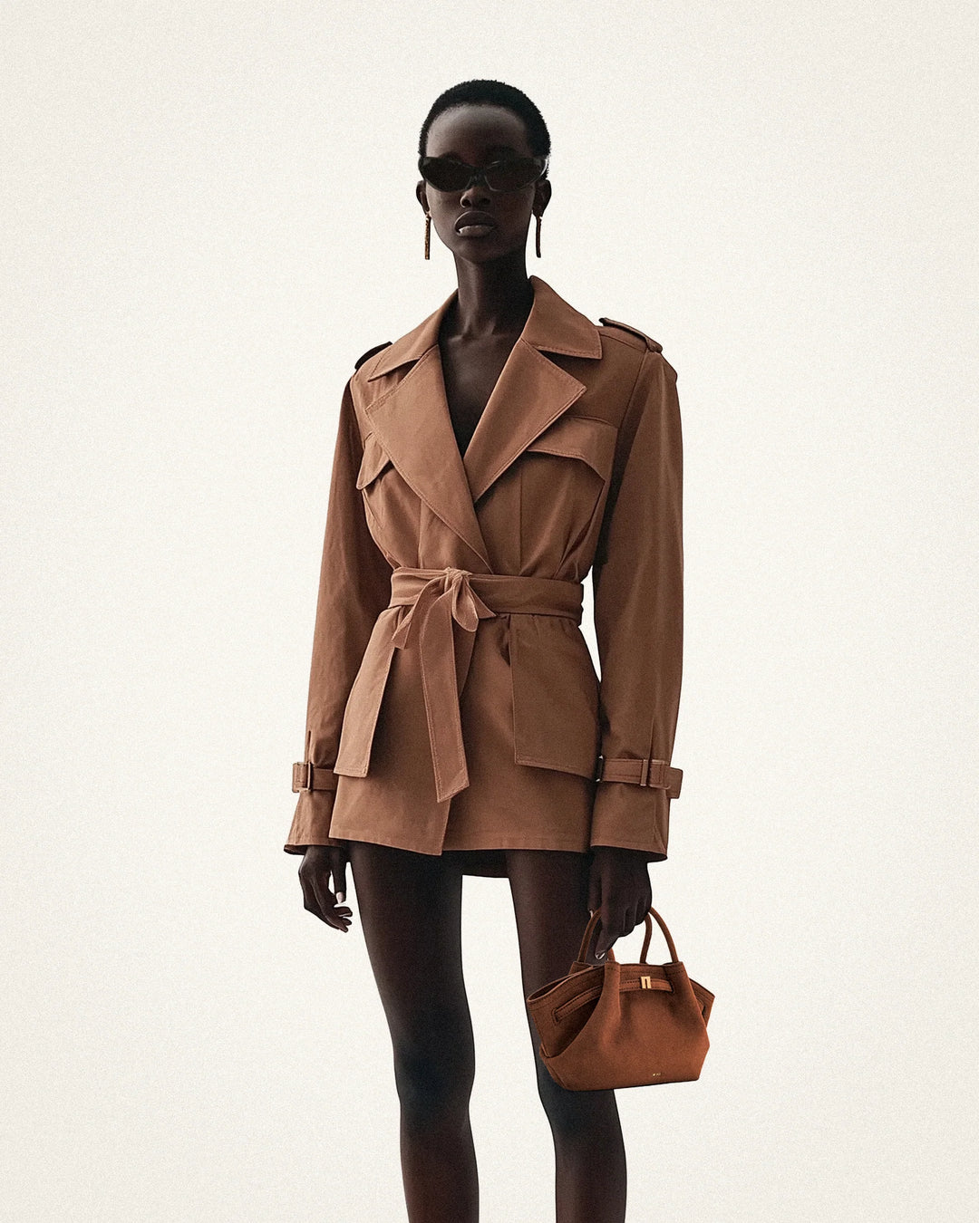 Hana Mini  Suede Tote Bag - Brown