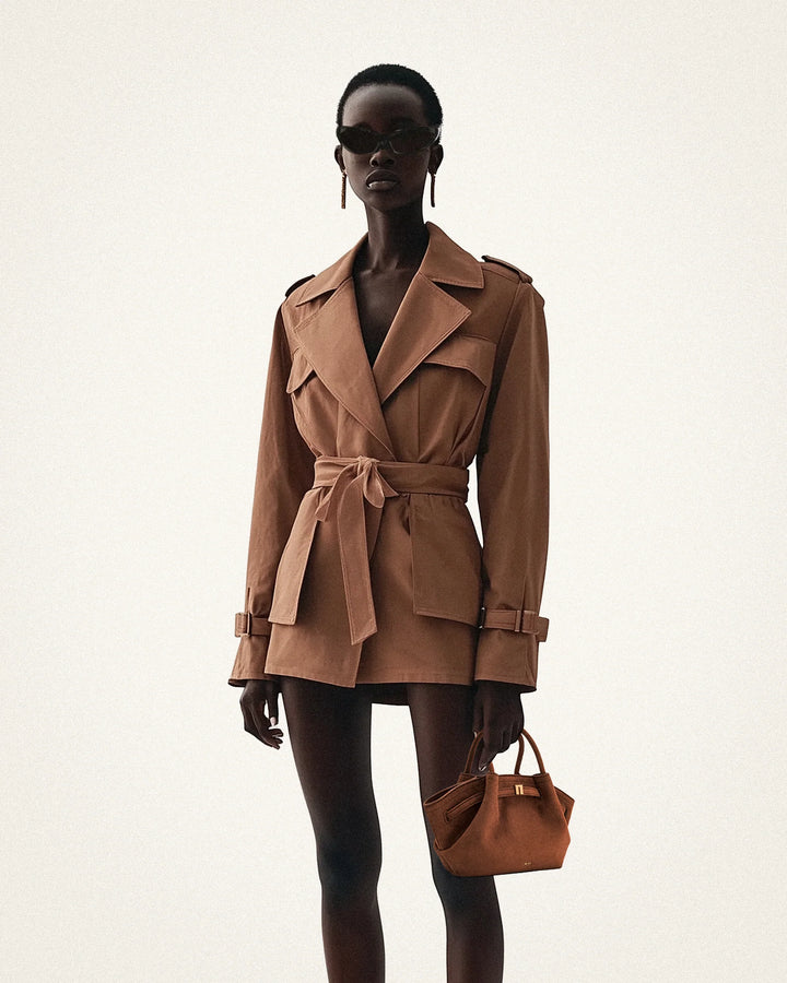 Hana Mini  Suede Tote Bag - Brown
