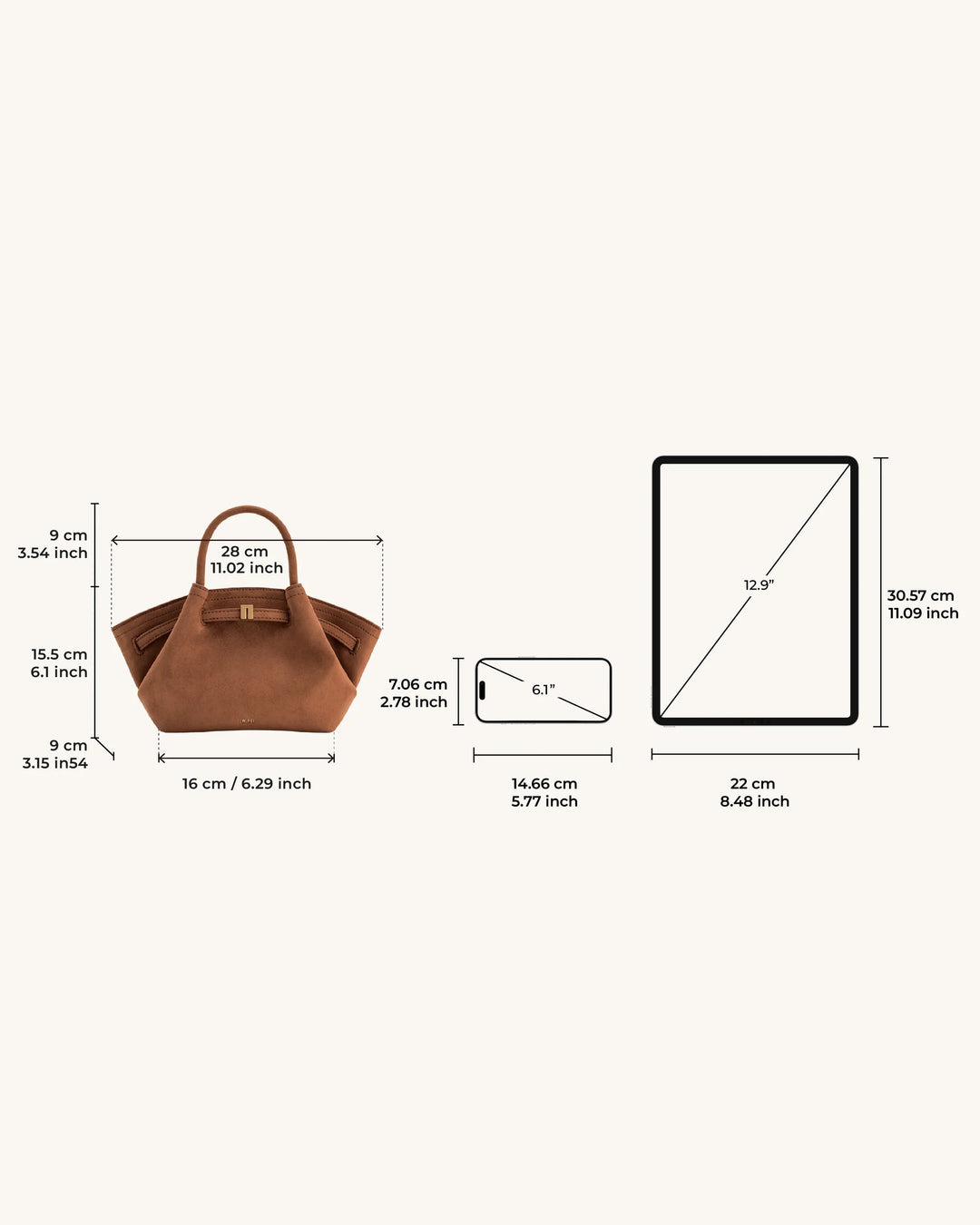 Hana Mini  Suede Tote Bag - Brown