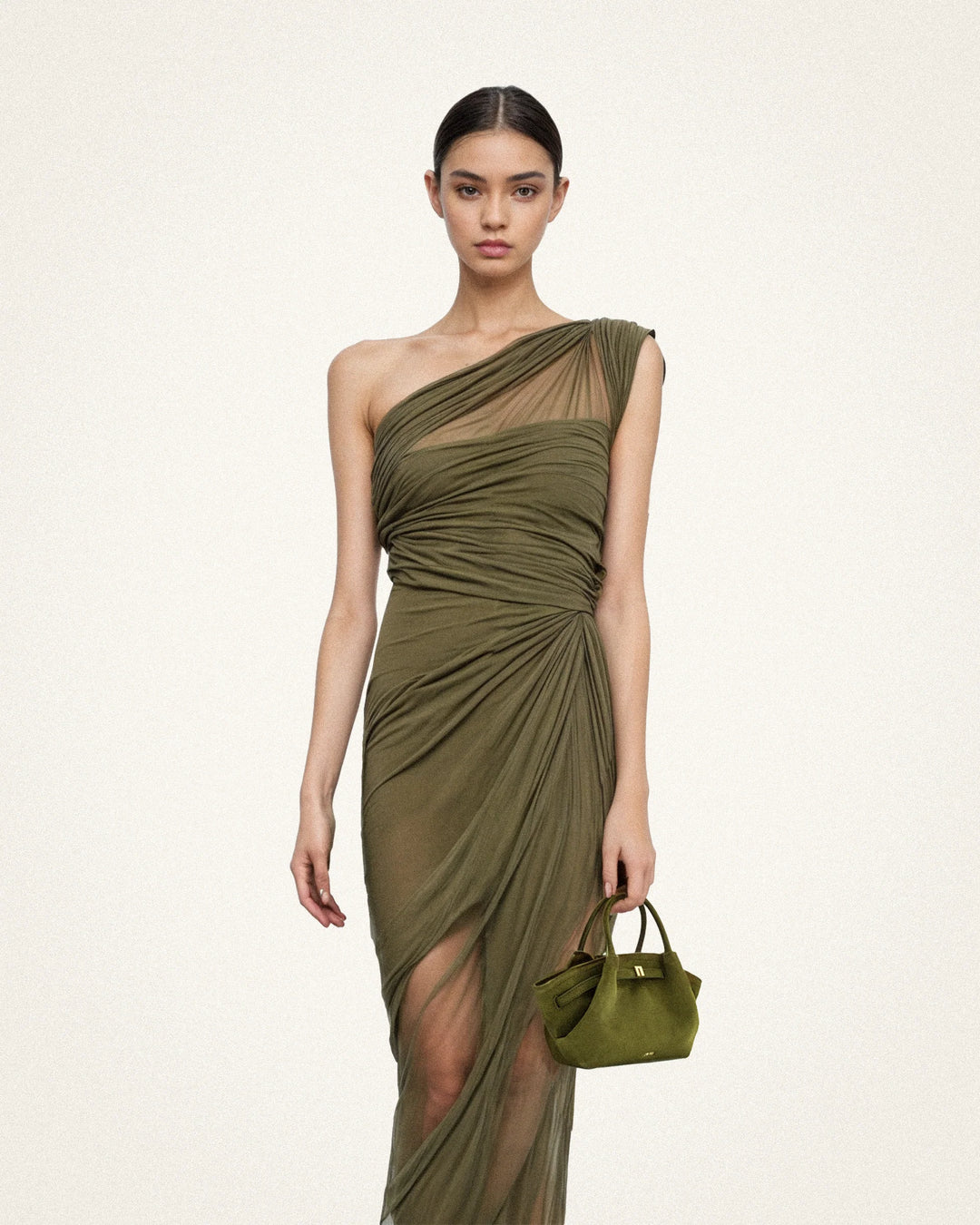 Hana Mini Suede Tote Bag - Dark Olive