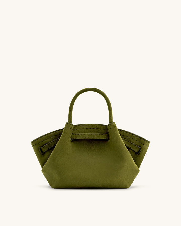 Hana Mini Suede Tote Bag - Dark Olive