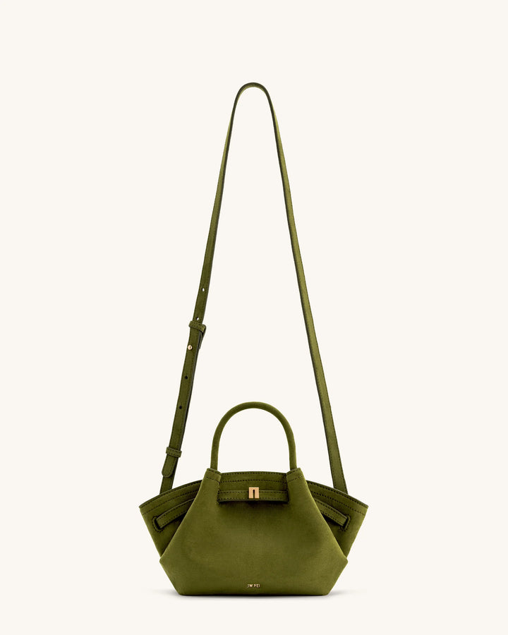 Hana Mini Suede Tote Bag - Dark Olive