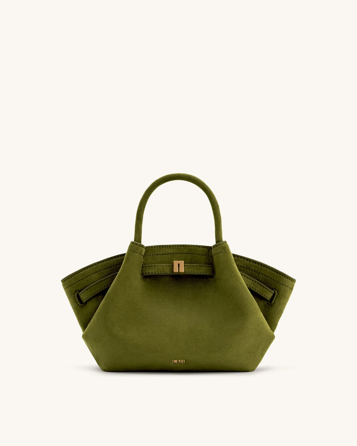 Hana Mini Suede Tote Bag - Dark Olive