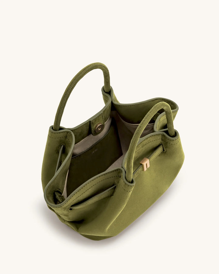 Hana Mini Suede Tote Bag - Dark Olive