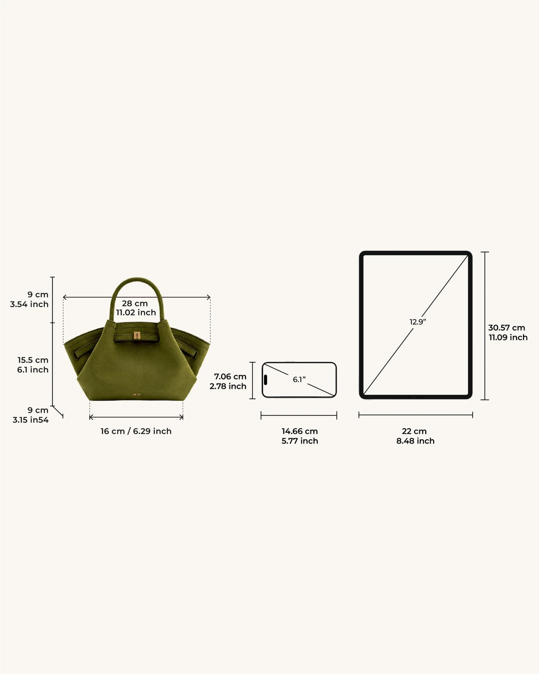 Hana Mini Suede Tote Bag - Dark Olive